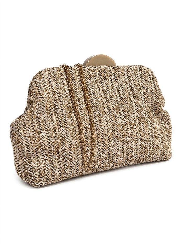 Cartera de fiesta de rafia trenzada