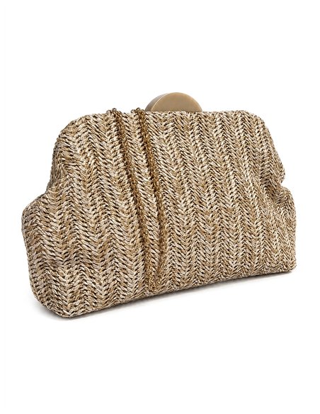Cartera de fiesta de rafia trenzada