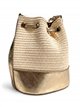 Bolso de fiesta bombonera de rafia con base polipiel metalizada