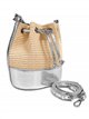 Bolso de fiesta bombonera de rafia con base polipiel metalizada