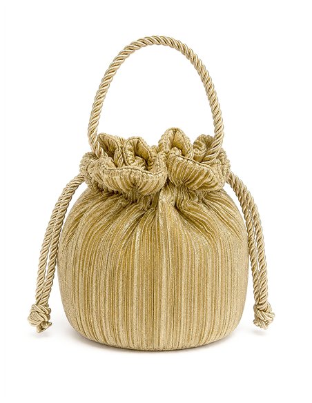 Bolso de fiesta bombonera plisada con asa de cordón