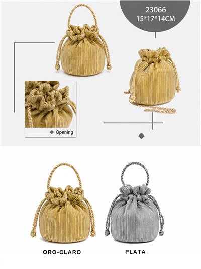 Bolso de fiesta bombonera plisada con asa de cordón 2