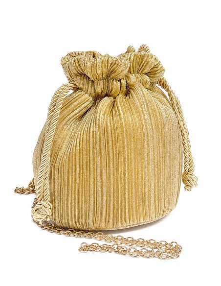 Bolso de fiesta bombonera plisada con asa de cordón