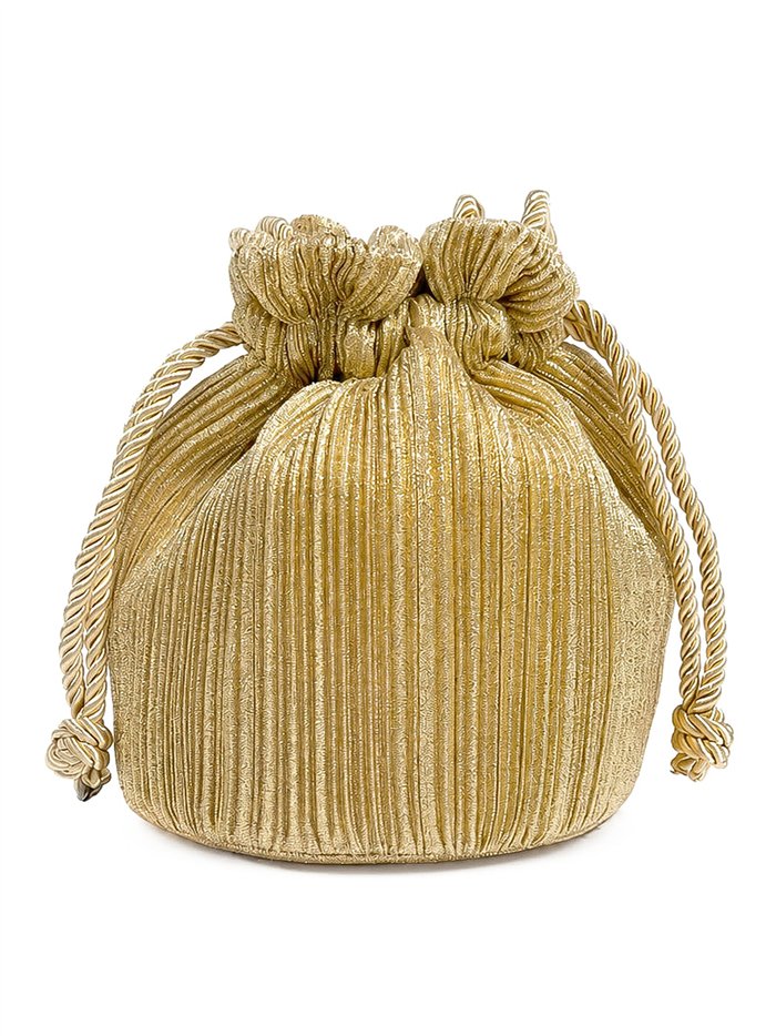 Bolso de fiesta bombonera plisada con asa de cordón