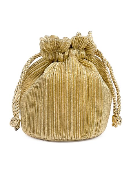 Bolso de fiesta bombonera plisada con asa de cordón