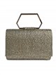 Cartera de fiesta de rafia con asa geométrica