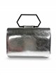 Cartera de fiesta polipiel metalizada con asa geométrica