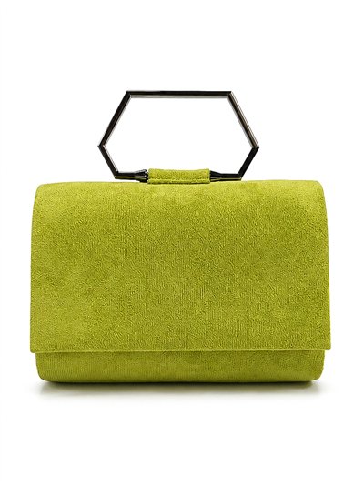 Cartera de fiesta efecto ante con asa geométrica
