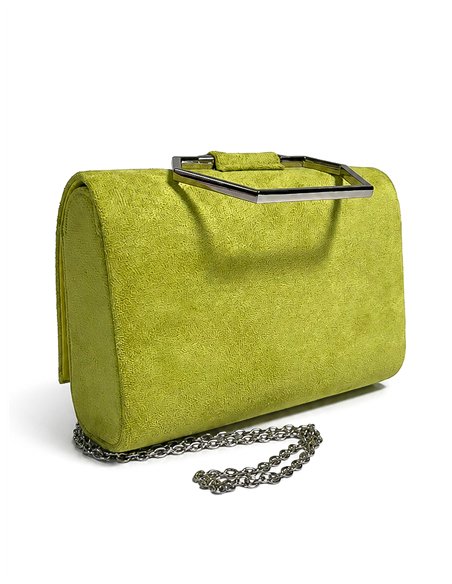 Cartera de fiesta efecto ante con asa geométrica