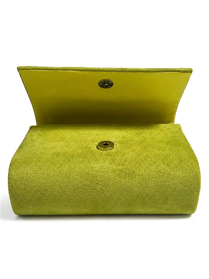 Cartera de fiesta efecto ante con asa geométrica