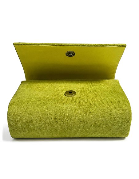Cartera de fiesta efecto ante con asa geométrica