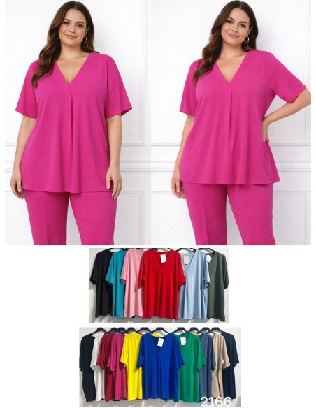 Camicetta in lycra con scollo a V taglie forti | ZD-2166 | B2B