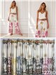 Pantaloni palazzo con stampa tropicale e cintura