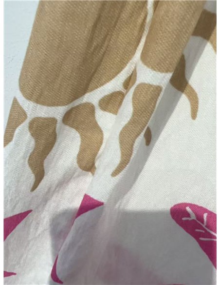 Pantaloni palazzo con stampa tropicale e cintura