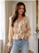 Blusa romântica com babados bordados