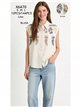 Blusa lino sin mangas bordada