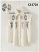 Blusa lino sin mangas bordada