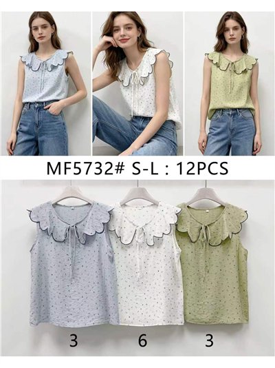 Blusa floral sin mangas con cuello bobo 2