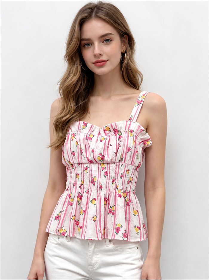 Top floral rayas con tirantes
