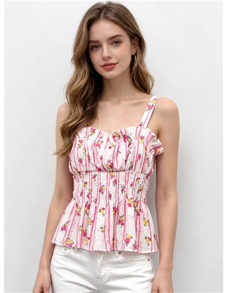 Top floral rayas con tirantes