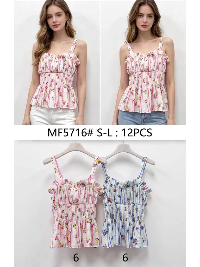 Top floral rayas con tirantes