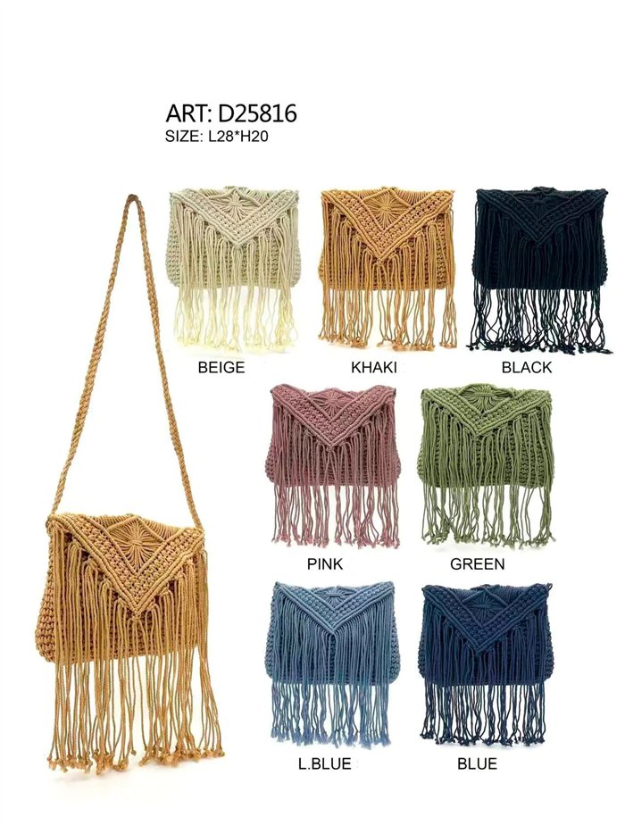 Bolso macramé con flecos