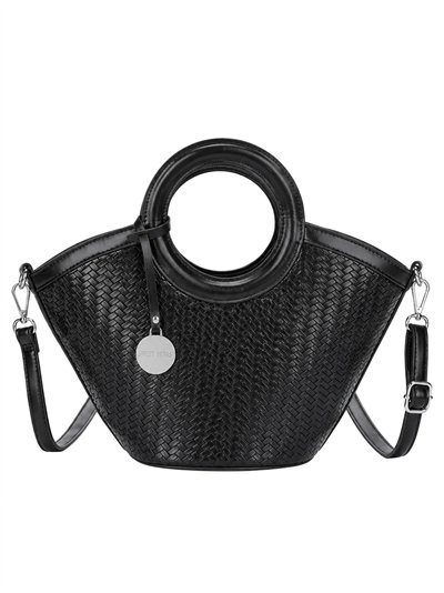 Bolso de mano trenzado con asas redondas