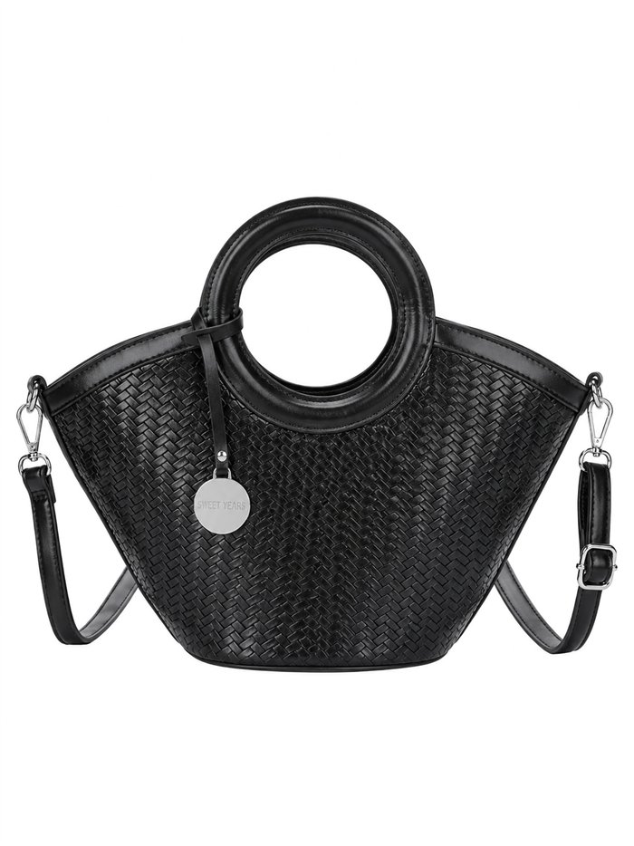 Bolso de mano trenzado con asas redondas