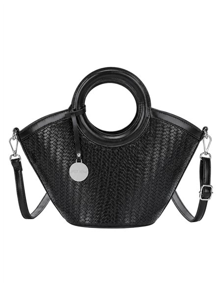 Bolso de mano trenzado con asas redondas