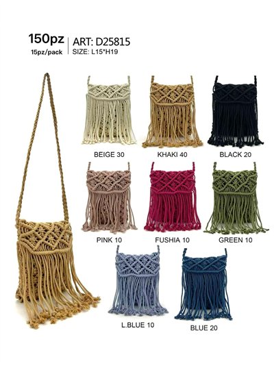 Bolso bandolera mini macramé con flecos 2