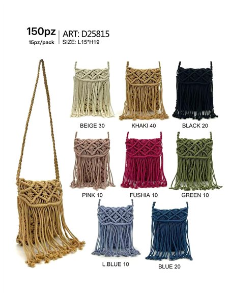 Bolso bandolera mini macramé con flecos