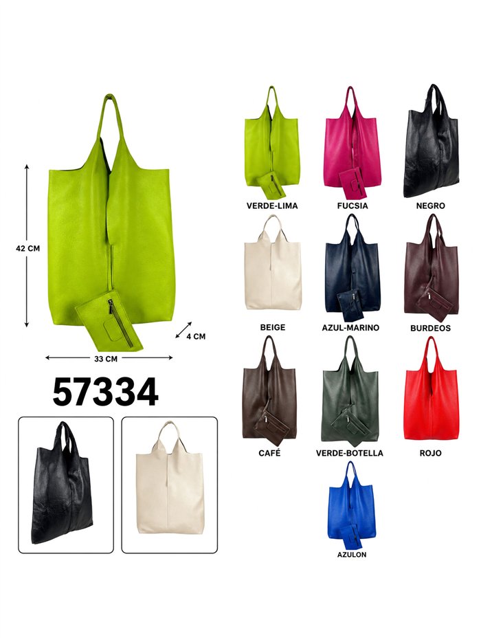 Bolso shopper de piel con monedero