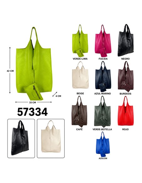 Bolso shopper de piel con monedero