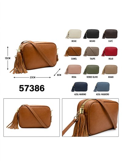 Bolso bandolera de piel con borlas 2