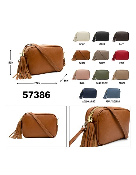 Bolso bandolera de piel con borlas