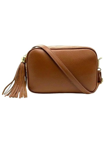 Bolso bandolera de piel con borlas