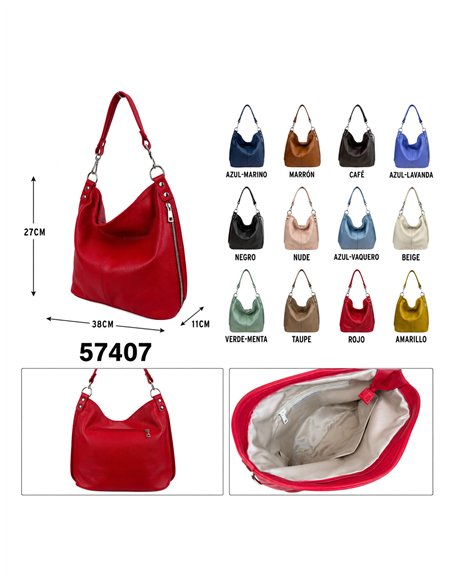 Bolso hobo de piel con bolsillo frontal