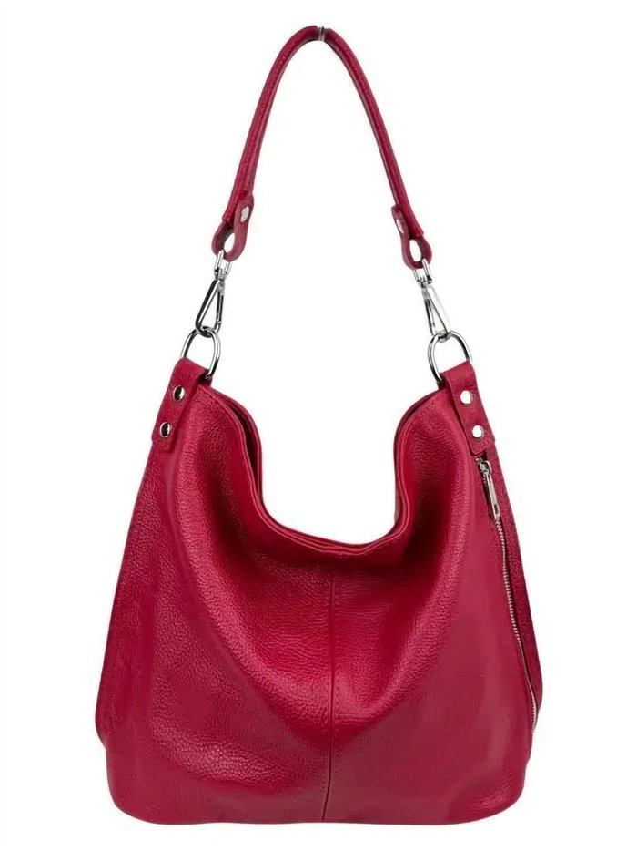 Bolso hobo de piel con bolsillo frontal