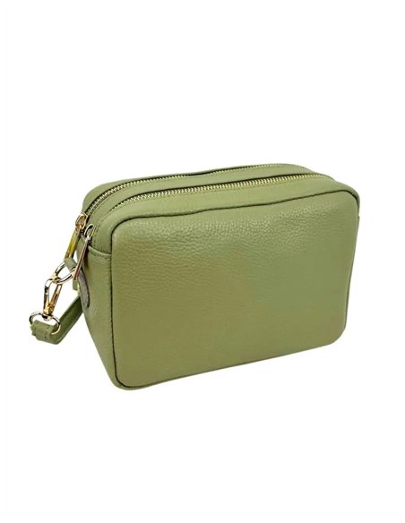 Bolso bandolera de piel con doble bolsillo