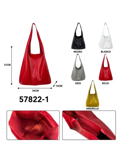 Bolso de hombro amplio de piel con cremallera 2