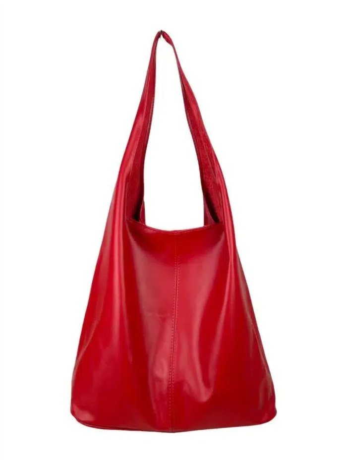 Bolso de hombro amplio de piel con cremallera