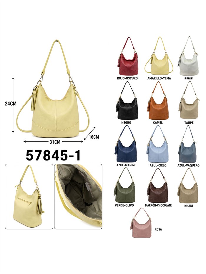 Bolso de hombro de piel con borlas