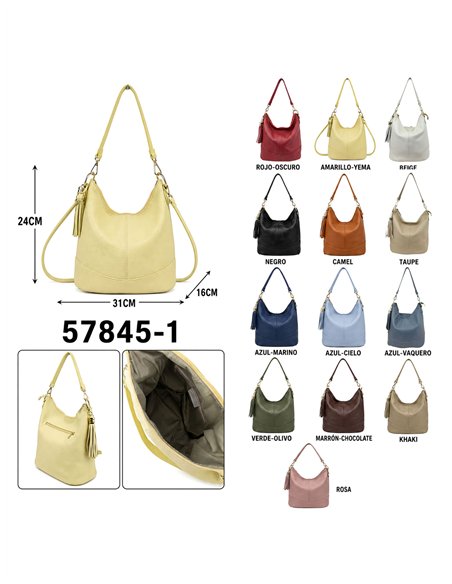 Bolso de hombro de piel con borlas