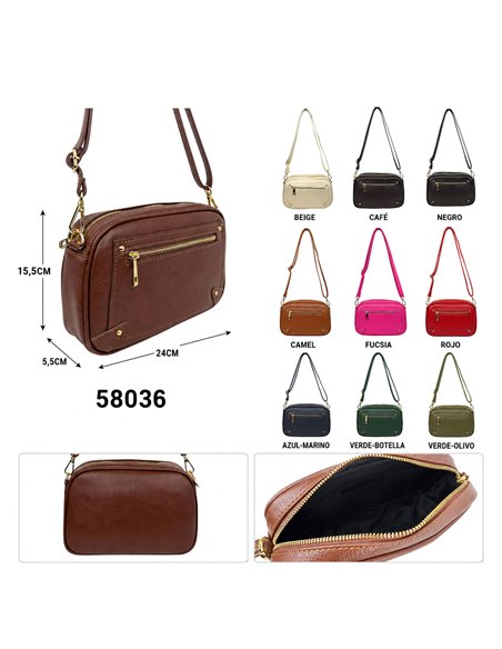 Bolso bandolera de piel con cremallera