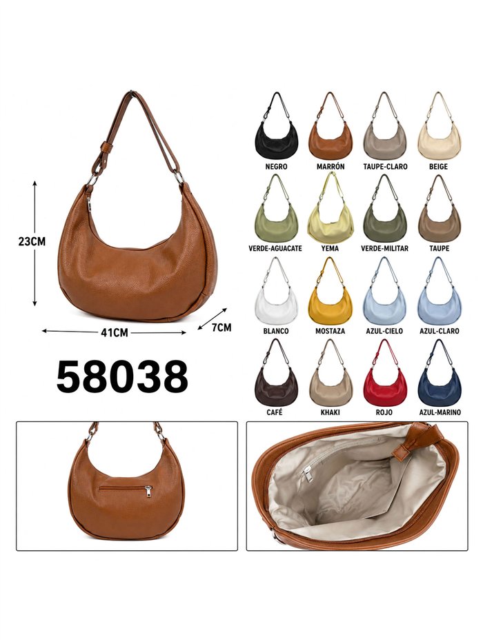 Bolso de hombro media luna de piel