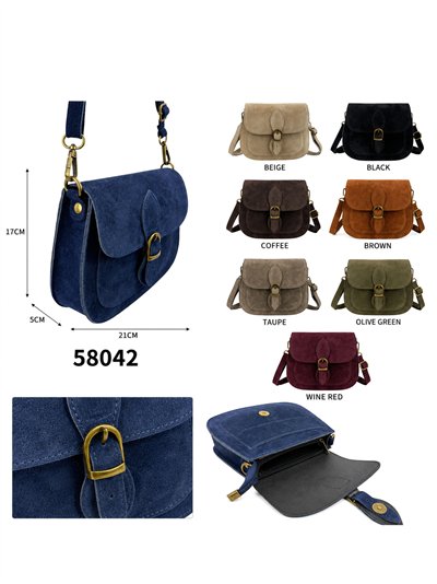 Bolso bandolera de piel serraje con solapa 2