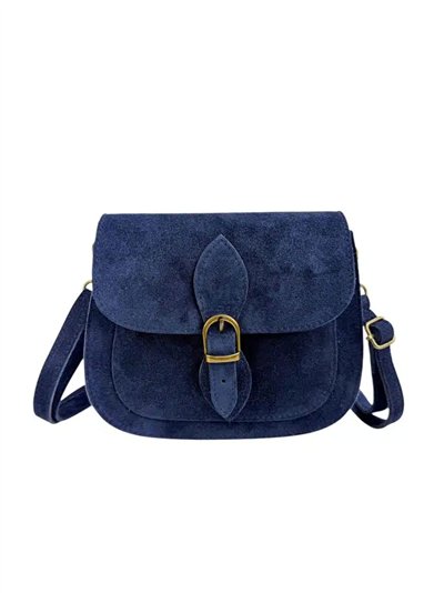Bolso bandolera de piel serraje con solapa