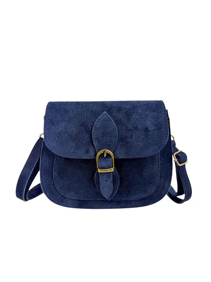 Schultertasche aus Wildleder mit Überschlag