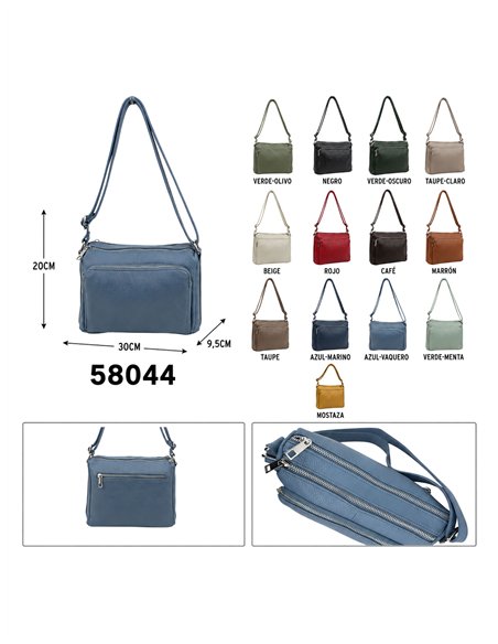 Bolso bandolera de piel con cuatro bolsillos