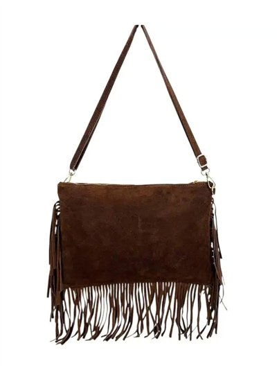 Bolso bandolera de piel serraje con flecos